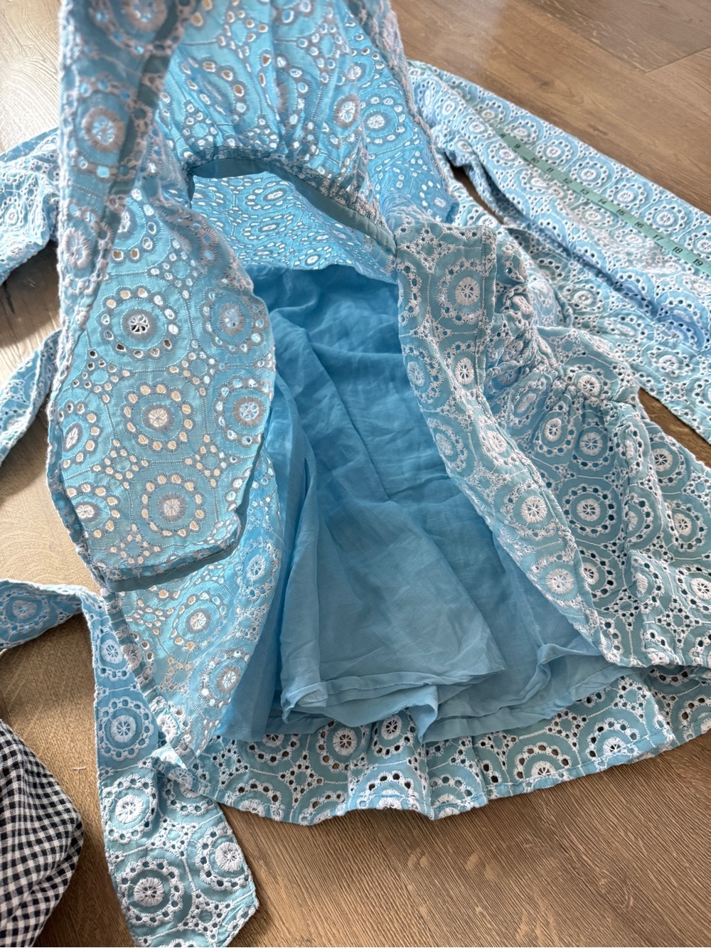 Karen Millen Broderie Cotton Wrap Mini Dress Light Blue Eyelet Dress - Picture 16 of 16